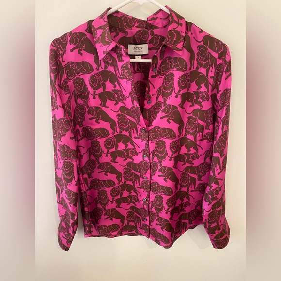 J. Crew Tops - J.Crew Collection silk shirt in sleepy lions print, Size 4
